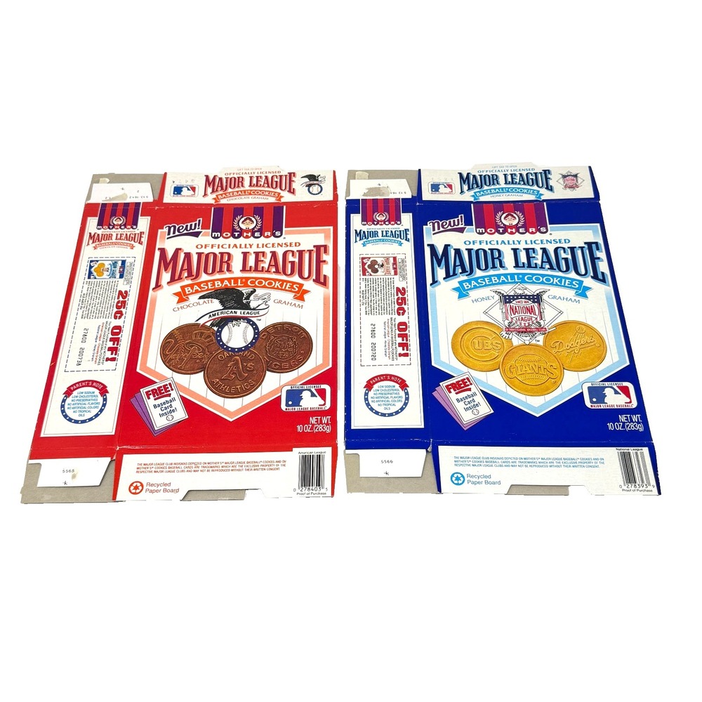 Mothers 1989 Major League Baseball Cookies Box MLB Vintage Collectible Lot 2